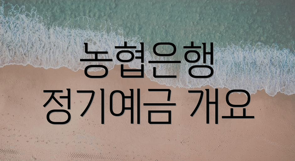 농협은행 정기예금 개요