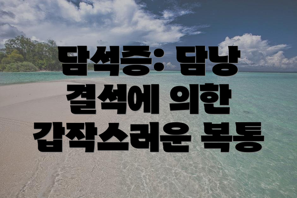 담석증: 담낭 결석에 의한 갑작스러운 복통