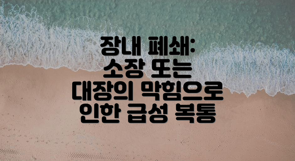 장내 폐쇄: 소장 또는 대장의 막힘으로 인한 급성 복통