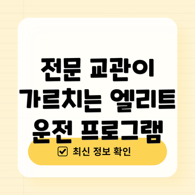 전문 교관이 가르치는 엘리트 운전 프로그램