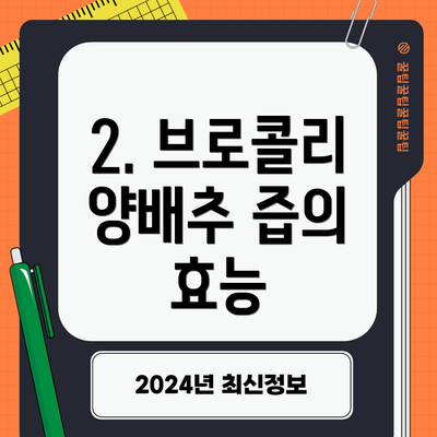 2. 브로콜리 양배추 즙의 효능