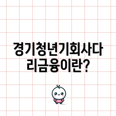 경기청년기회사다리금융이란?