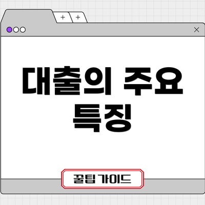 대출의 주요 특징