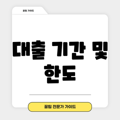 대출 기간 및 한도
