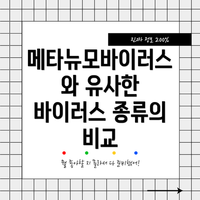 메타뉴모바이러스와 유사한 바이러스 종류의 비교