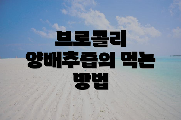 브로콜리 양배추즙의 먹는 방법