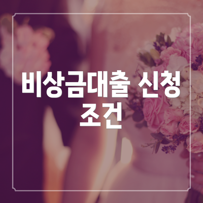 비상금대출 신청 조건