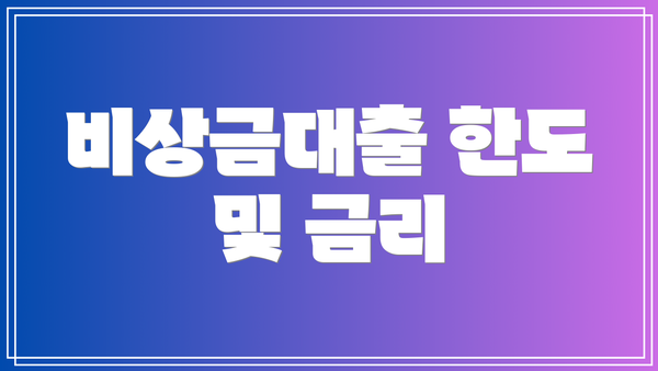 비상금대출 한도 및 금리
