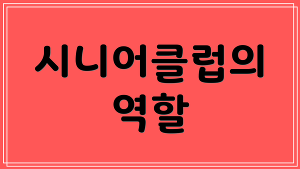시니어클럽의 역할