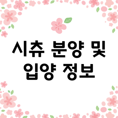 시츄 분양 및 입양 정보