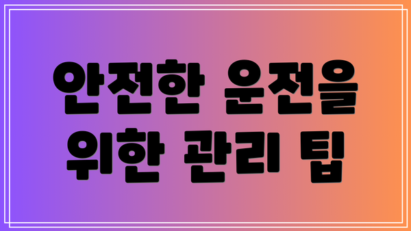 안전한 운전을 위한 관리 팁