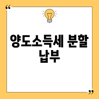 양도소득세 분할 납부
