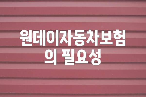 원데이자동차보험의 필요성