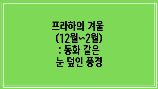 프라하의 겨울 (12월~2월): 동화 같은 눈 덮인 풍경