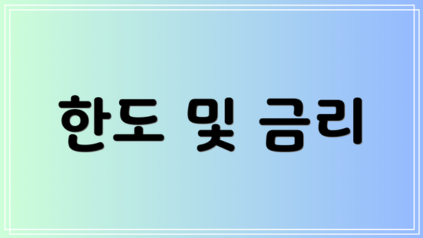 한도 및 금리