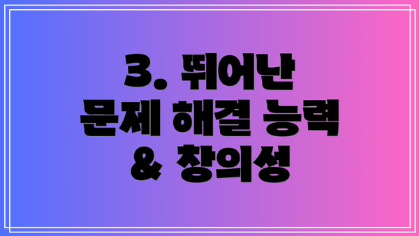 3. 뛰어난 문제 해결 능력 & 창의성