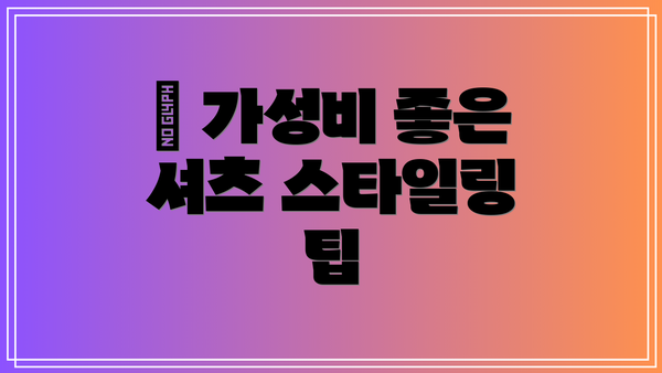 ✅ 가성비 좋은 셔츠 스타일링 팁
