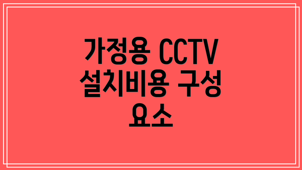 가정용 CCTV 설치비용 구성 요소