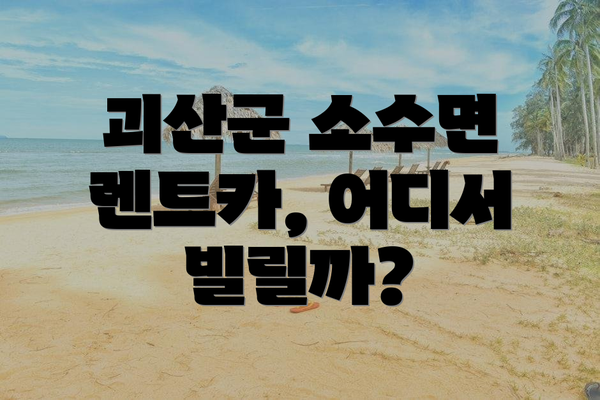괴산군 소수면 렌트카, 어디서 빌릴까?