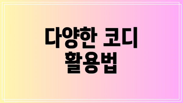 다양한 코디 활용법