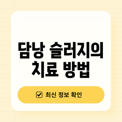 담낭 슬러지의 치료 방법