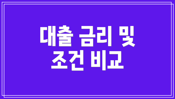 대출 금리 및 조건 비교