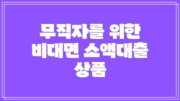 무직자를 위한 비대면 소액대출 상품