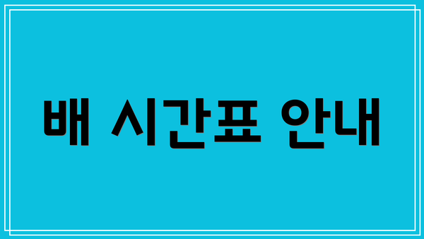 배 시간표 안내
