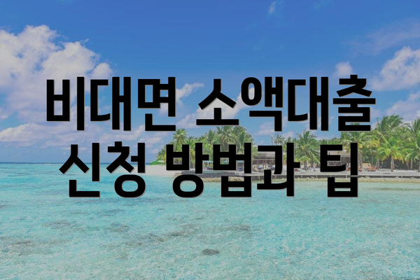 비대면 소액대출 신청 방법과 팁