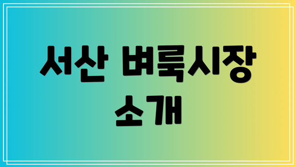 서산 벼룩시장 소개