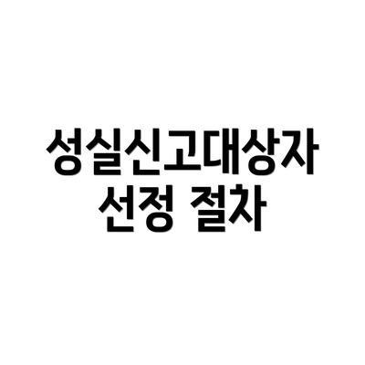 성실신고대상자 선정 절차