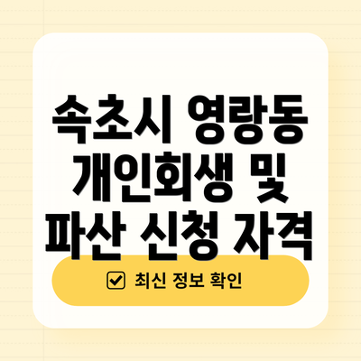 속초시 영랑동 개인회생 및 파산 신청 자격