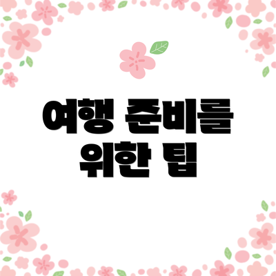 여행 준비를 위한 팁