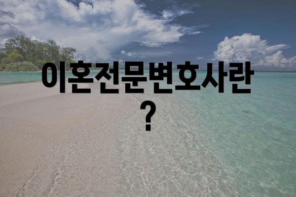 이혼전문변호사란?