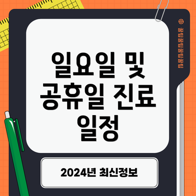 일요일 및 공휴일 진료 일정