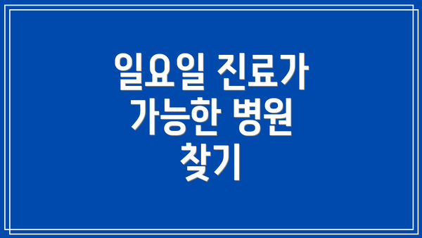 일요일 진료가 가능한 병원 찾기