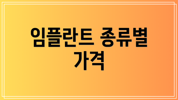 임플란트 종류별 가격