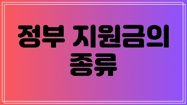 정부 지원금의 종류