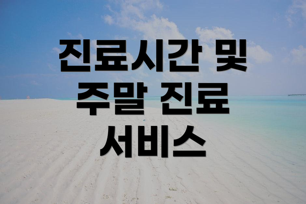 진료시간 및 주말 진료 서비스