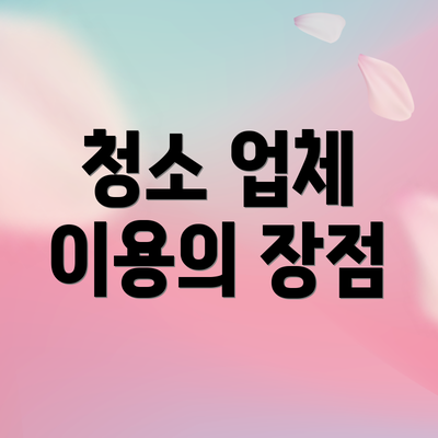 청소 업체 이용의 장점