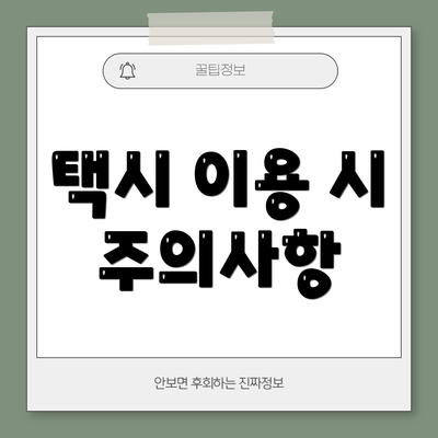 택시 이용 시 주의사항