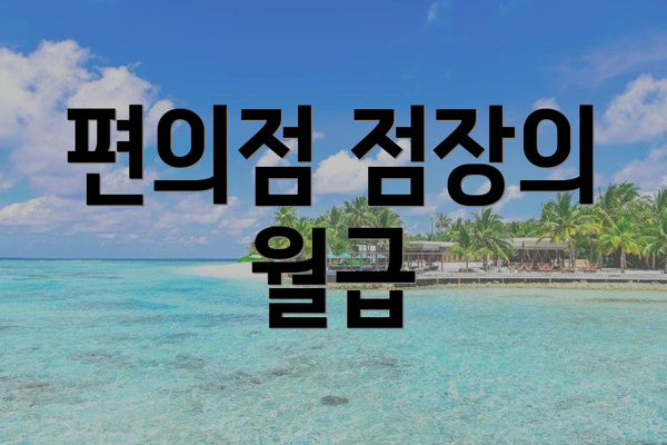 편의점 점장의 월급
