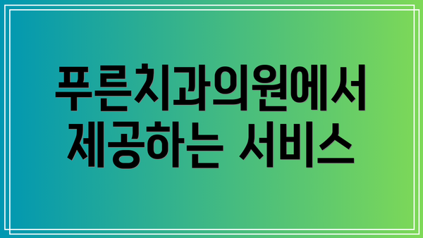 푸른치과의원에서 제공하는 서비스