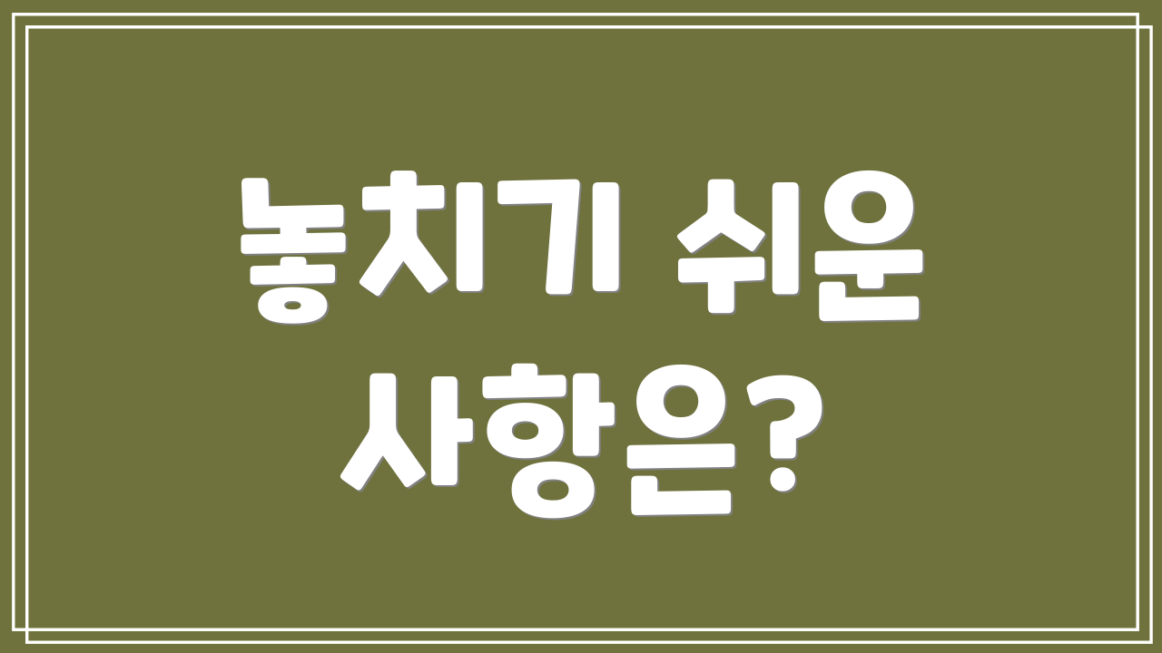 놓치기 쉬운 사항은?