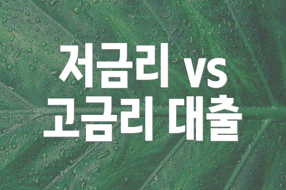 저금리 vs 고금리 대출
