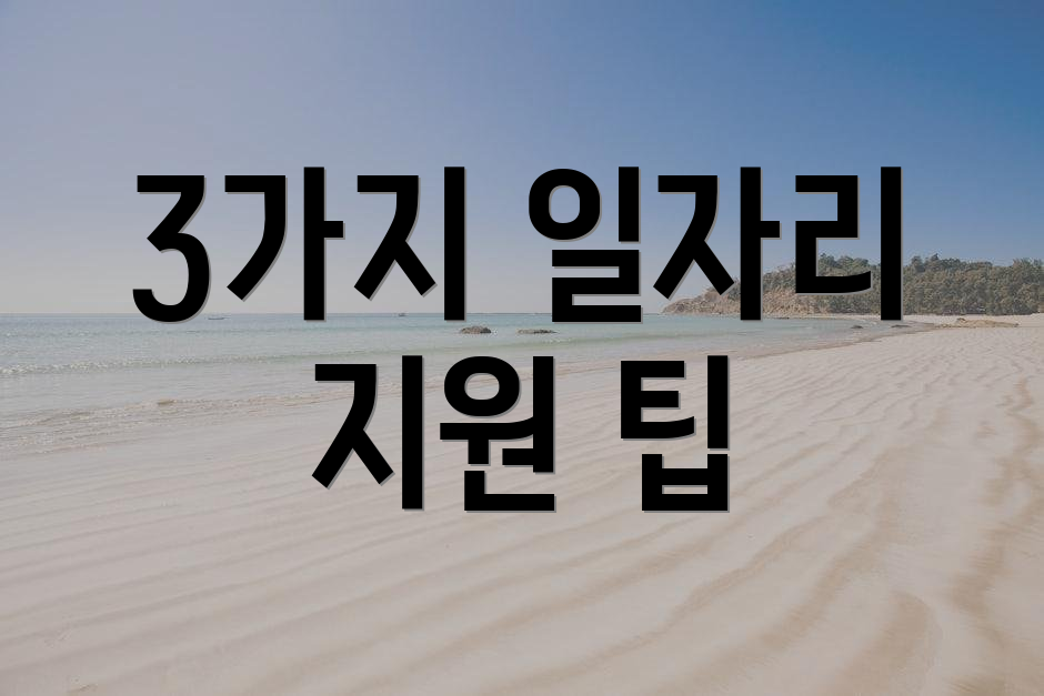 3가지 일자리 지원 팁