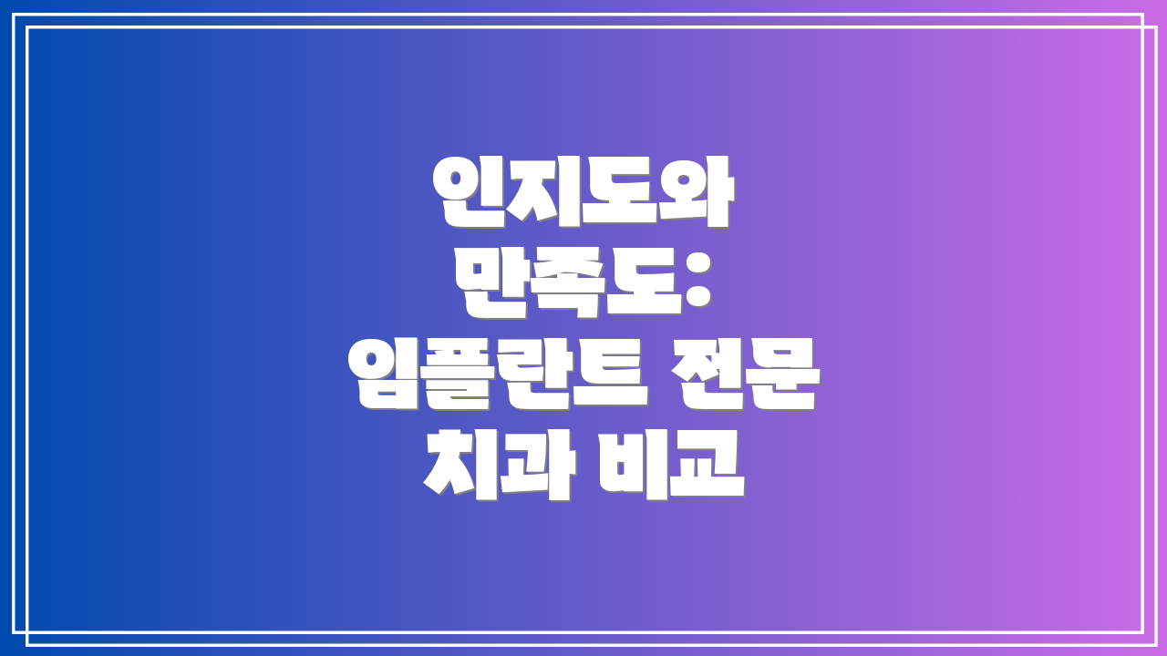 인지도와 만족도: 임플란트 전문 치과 비교