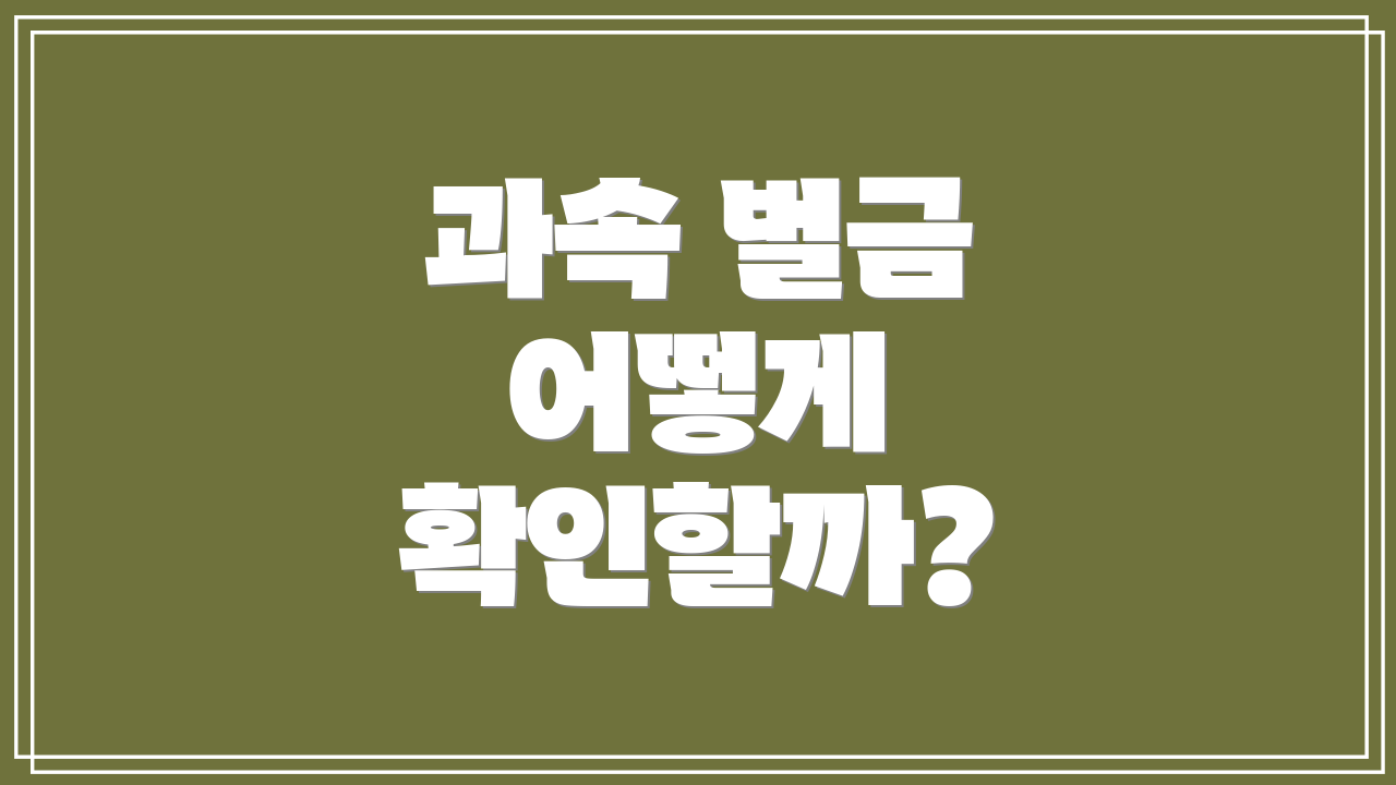 과속 벌금 어떻게 확인할까?