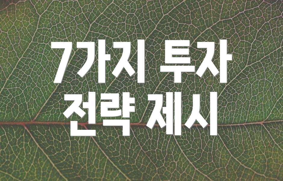 7가지 투자 전략 제시