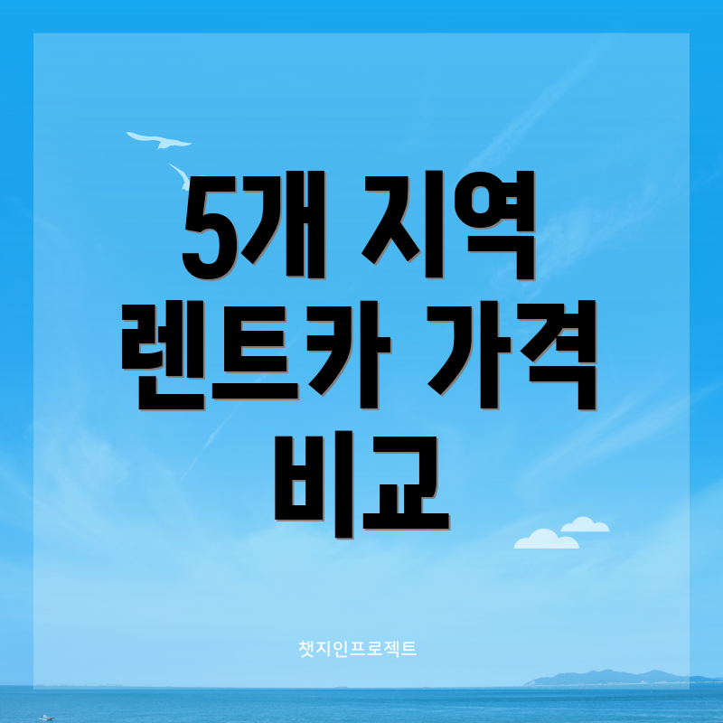5개 지역 렌트카 가격 비교